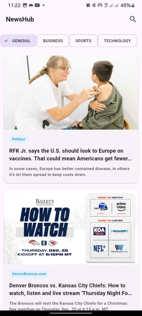 News App Flutter mobile application interface